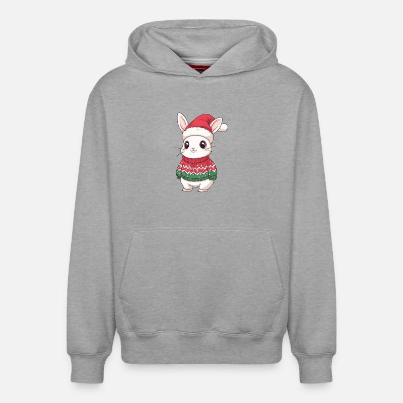 Lapin de Noël - Sweat à capuche unisexe décontracté en coton biologique – de SPREAD - gris chiné