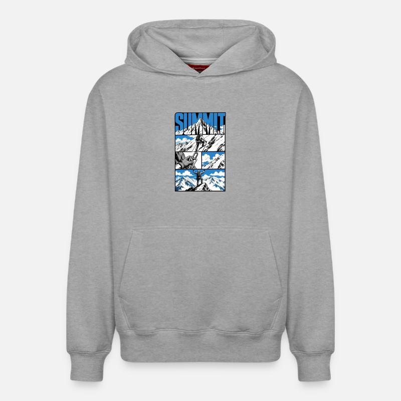 Aventure alpine - Sweat à capuche unisexe décontracté en coton biologique – de SPREAD - gris chiné