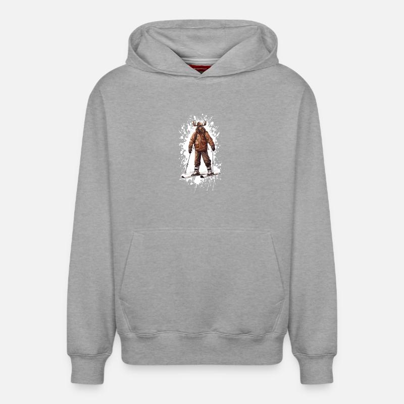 Moose Ski Skiing - Sweat à capuche unisexe décontracté en coton biologique – de SPREAD - gris chiné