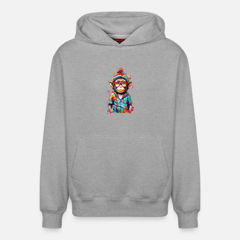 Singe cool - Sweat à capuche unisexe décontracté en coton biologique – de SPREAD - gris chiné