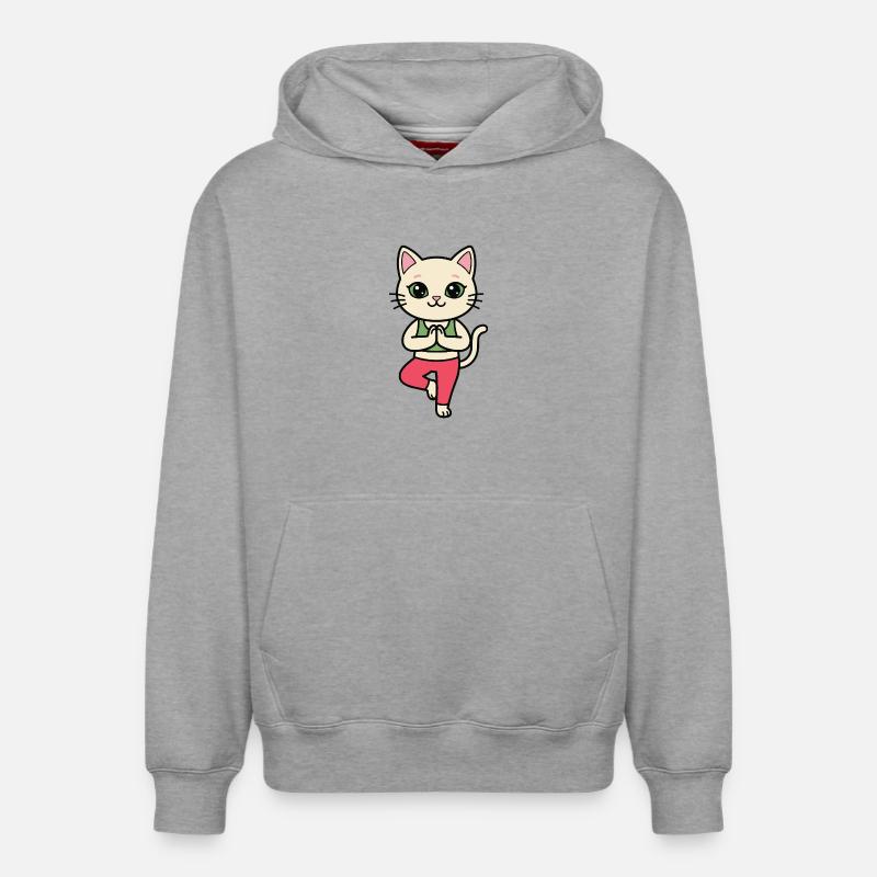 Yoga Cat - Sweat à capuche unisexe décontracté en coton biologique – de SPREAD - gris chiné