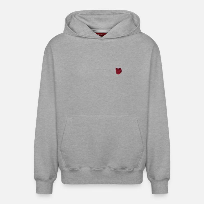 Tasse à café brodée - Sweat à capuche unisexe décontracté en coton biologique – de SPREAD - gris chiné