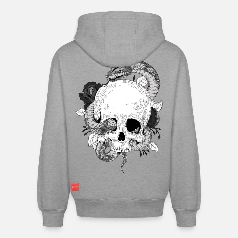 pyton 1 - Sweat à capuche unisexe décontracté en coton biologique – de SPREAD - gris chiné