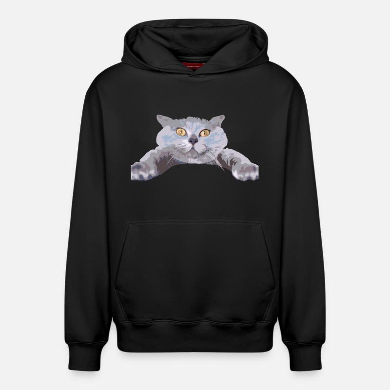 Chat - - Sweat à capuche unisexe décontracté en coton biologique – de SPREAD - noir