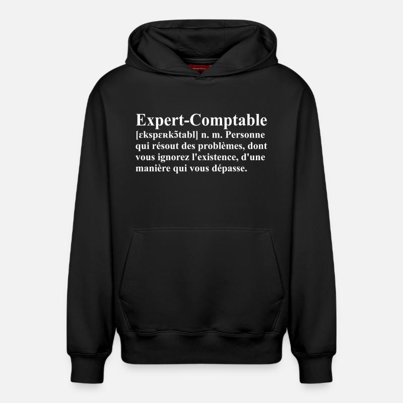 Expert-Comptable Définition - Sweat à capuche unisexe décontracté en coton biologique – de SPREAD - noir
