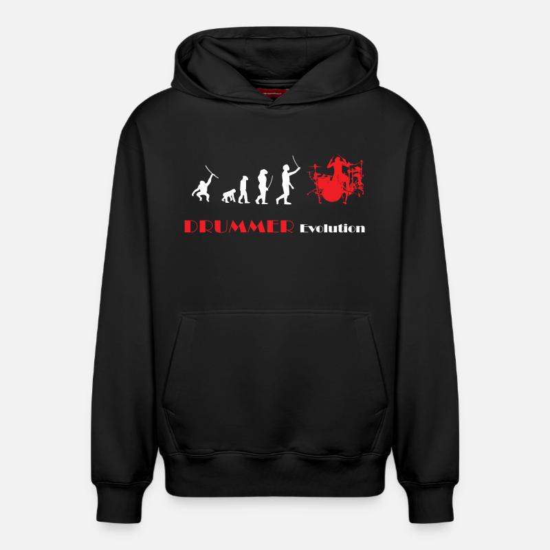 DRUMMER Evolution rot - Relaxed Unisex Organic Hoodie – von SPREAD - Schwarz