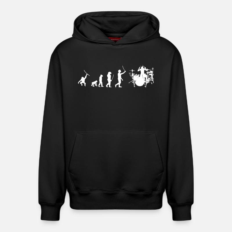 Evolution Drummer - Relaxed Unisex Organic Hoodie – von SPREAD - Schwarz