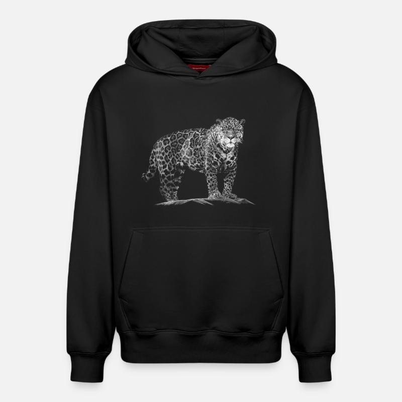 Léopard - Sweat à capuche unisexe décontracté en coton biologique – de SPREAD - noir