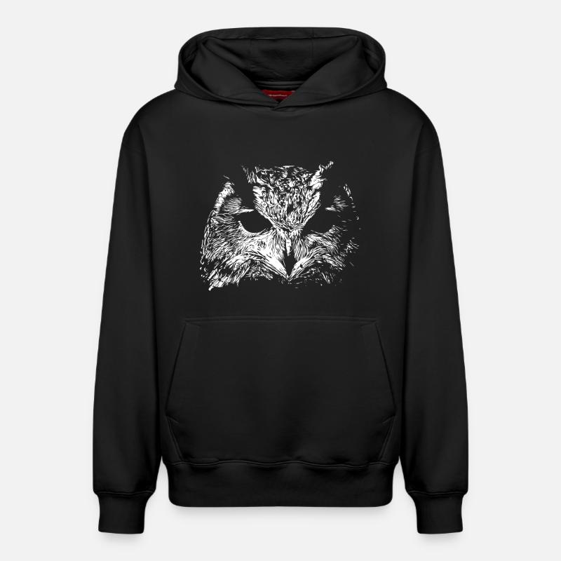 Hibou effrayant - Sweat à capuche unisexe décontracté en coton biologique – de SPREAD - noir