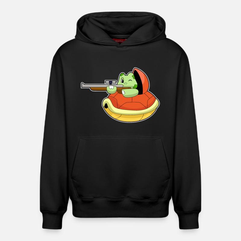 Fusil de sniper Turtle - Sweat à capuche unisexe décontracté en coton biologique – de SPREAD - noir