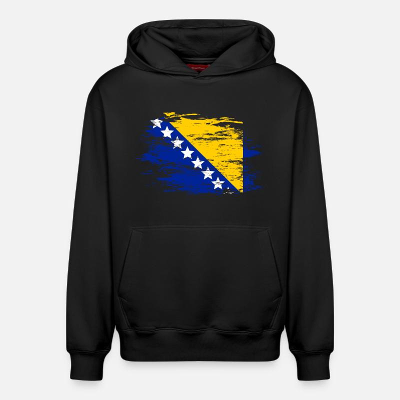 Drapeau bosnien utilisé - Sweat à capuche unisexe décontracté en coton biologique – de SPREAD - noir