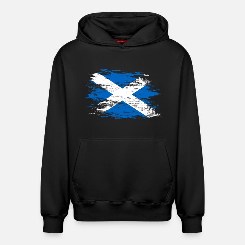 Drapeau de l’Écosse utilisé - Sweat à capuche unisexe décontracté en coton biologique – de SPREAD - noir