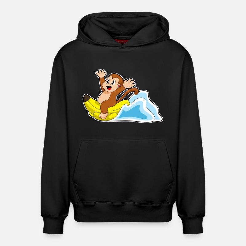 Singe Banane - Sweat à capuche unisexe décontracté en coton biologique – de SPREAD - noir