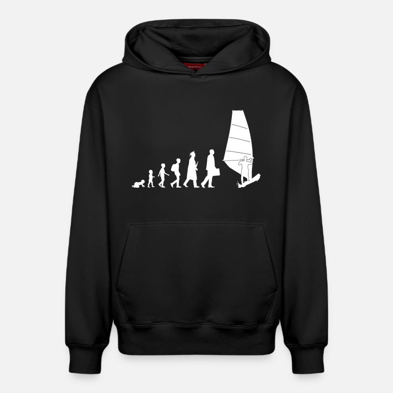 Windsurfing Evolution - Relaxed Unisex Organic Hoodie – von SPREAD - Schwarz