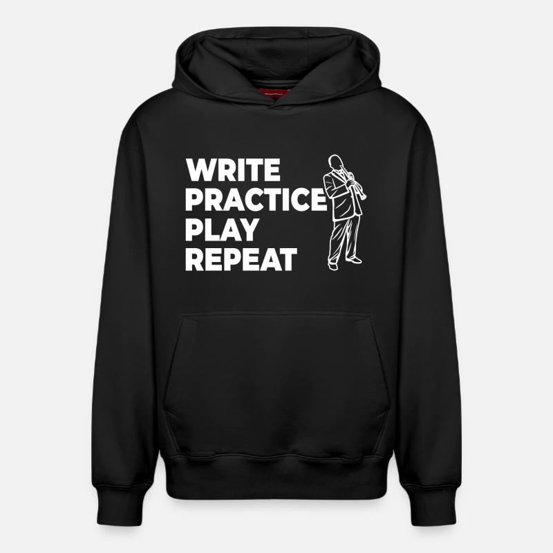 Writing, practicing, playing, repeating - Relaxed Unisex Organic Hoodie – by SPREAD - black