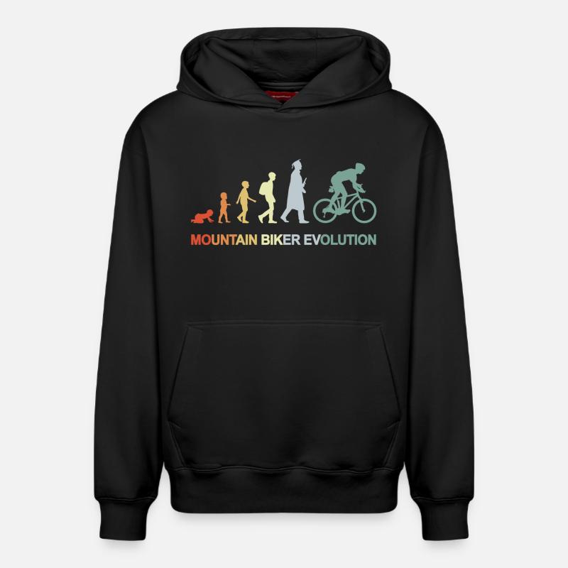 Évolution du vététiste - Sweat à capuche unisexe décontracté en coton biologique – de SPREAD - noir