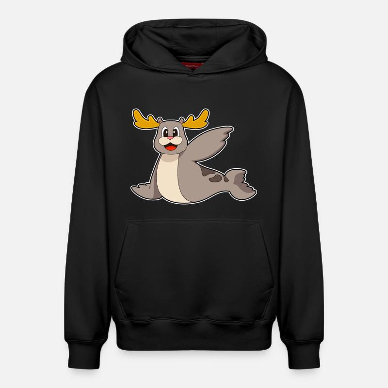 Renne phoque - Sweat à capuche unisexe décontracté en coton biologique – de SPREAD - noir