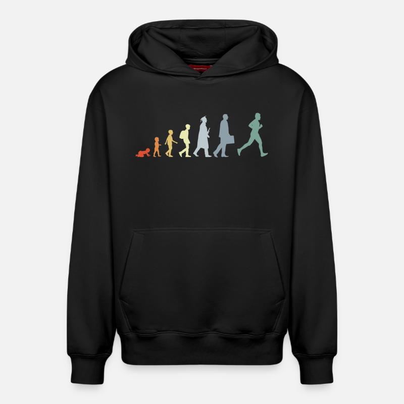 Évolution du coureur - Sweat à capuche unisexe décontracté en coton biologique – de SPREAD - noir