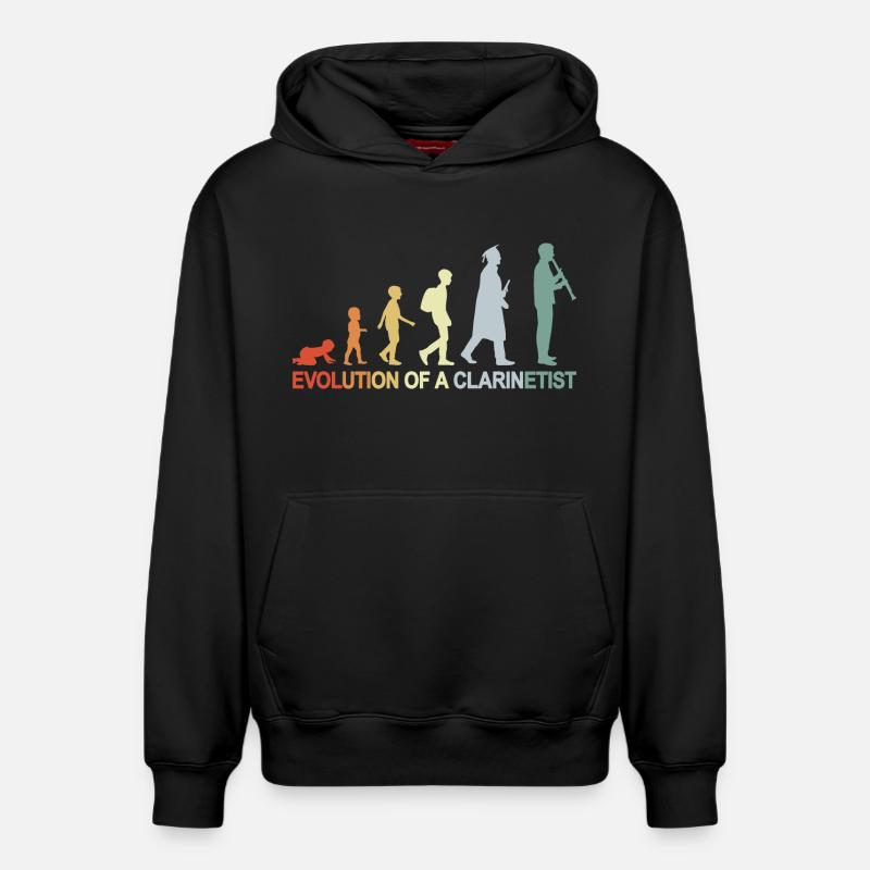 Évolution de la clarinette - Sweat à capuche unisexe décontracté en coton biologique – de SPREAD - noir