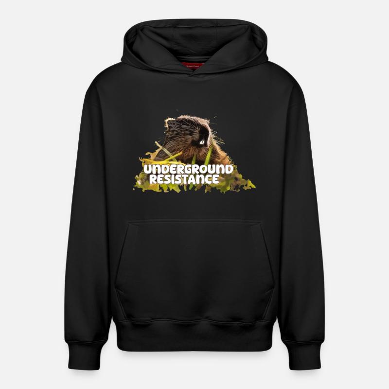 Marmotte Résistance souterraine 2024 - Sweat à capuche unisexe décontracté en coton biologique – de SPREAD - noir