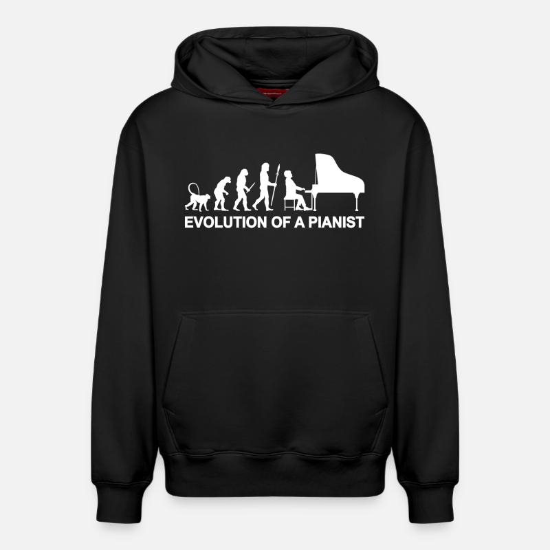 Évolution d’un pianiste - Sweat à capuche unisexe décontracté en coton biologique – de SPREAD - noir
