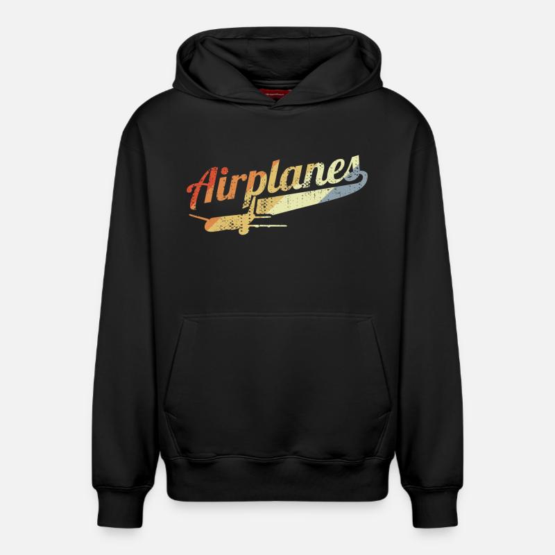 Avions rétro - Sweat à capuche unisexe décontracté en coton biologique – de SPREAD - noir