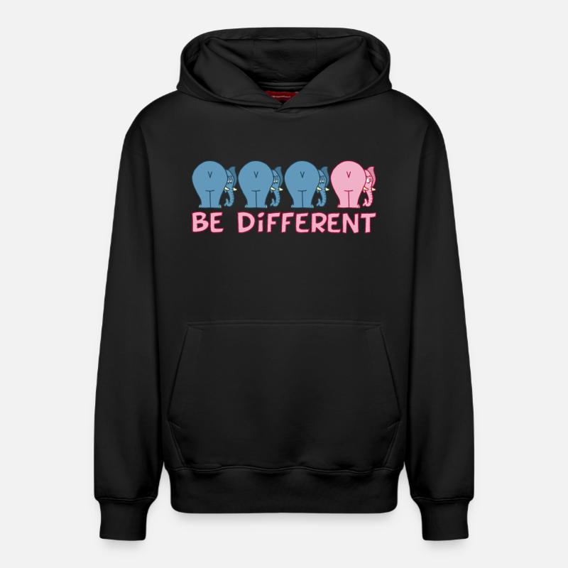 Un éléphant différent - Sweat à capuche unisexe décontracté en coton biologique – de SPREAD - noir