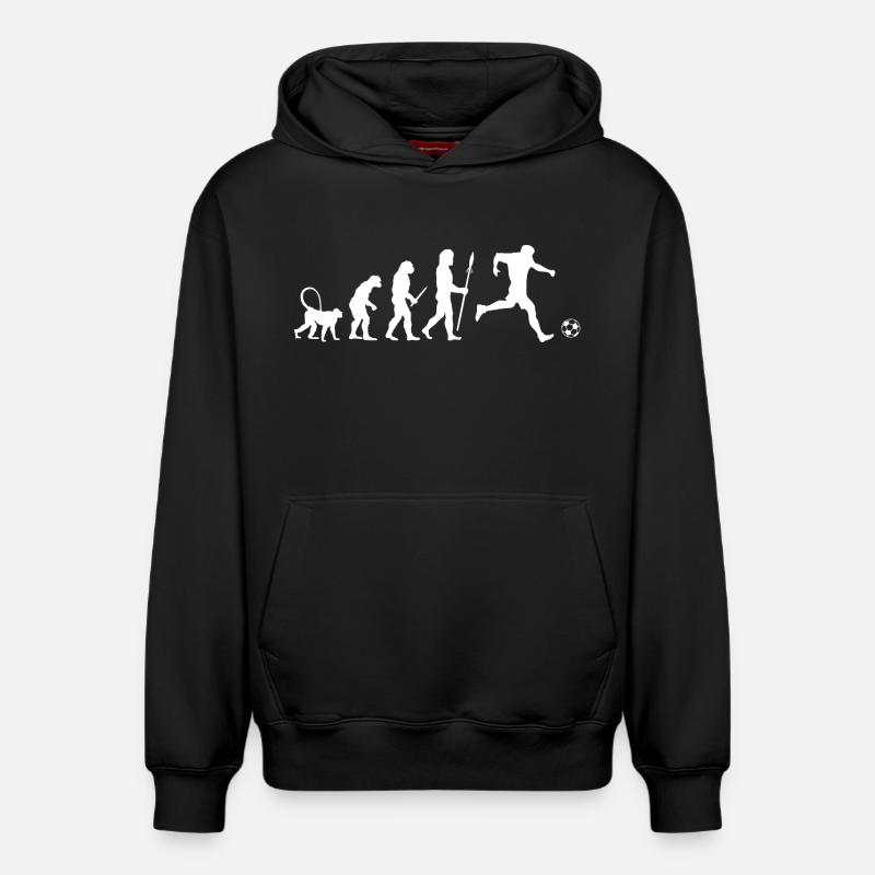 Fußball Evolution - Relaxed Unisex Organic Hoodie – von SPREAD - Schwarz