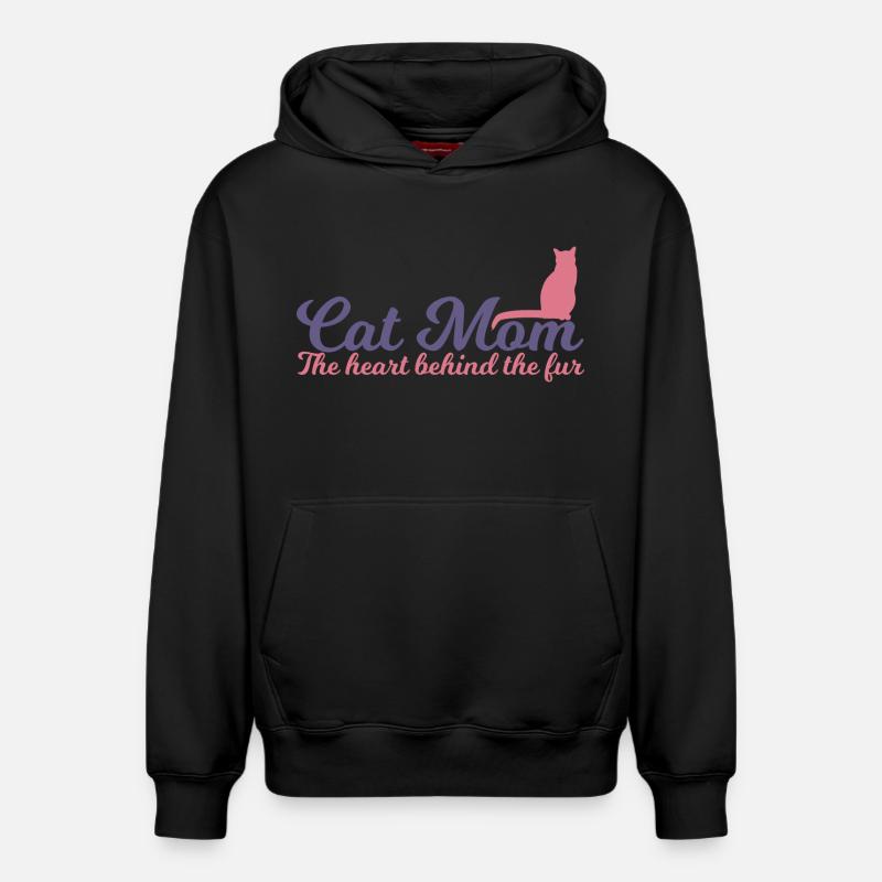 Maman chat - Sweat à capuche unisexe décontracté en coton biologique – de SPREAD - noir