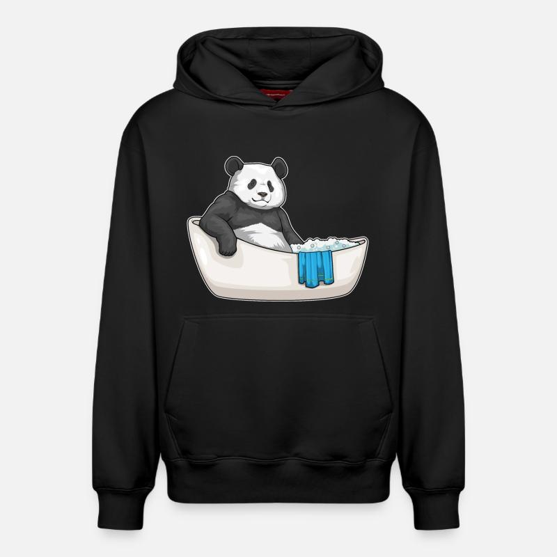 Baignoire Panda - Sweat à capuche unisexe décontracté en coton biologique – de SPREAD - noir