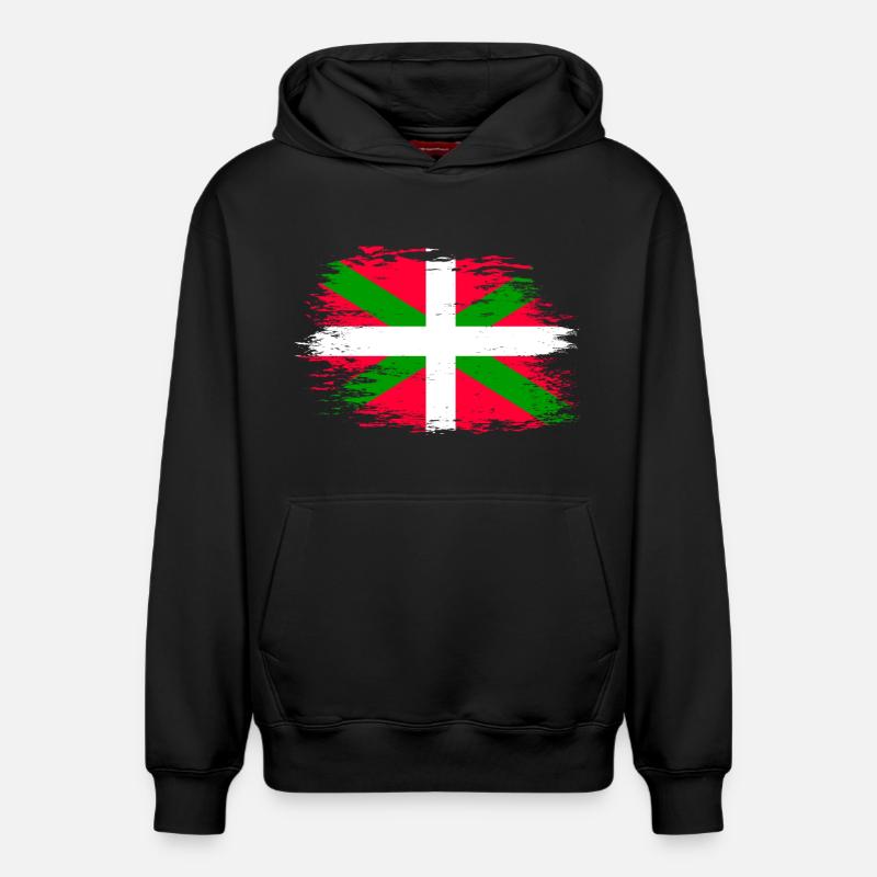 Drapeau basque utilisé - Sweat à capuche unisexe décontracté en coton biologique – de SPREAD - noir