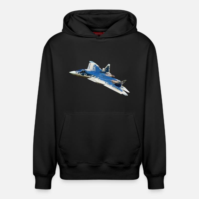 Le Su-57 - Sweat à capuche unisexe décontracté en coton biologique – de SPREAD - noir