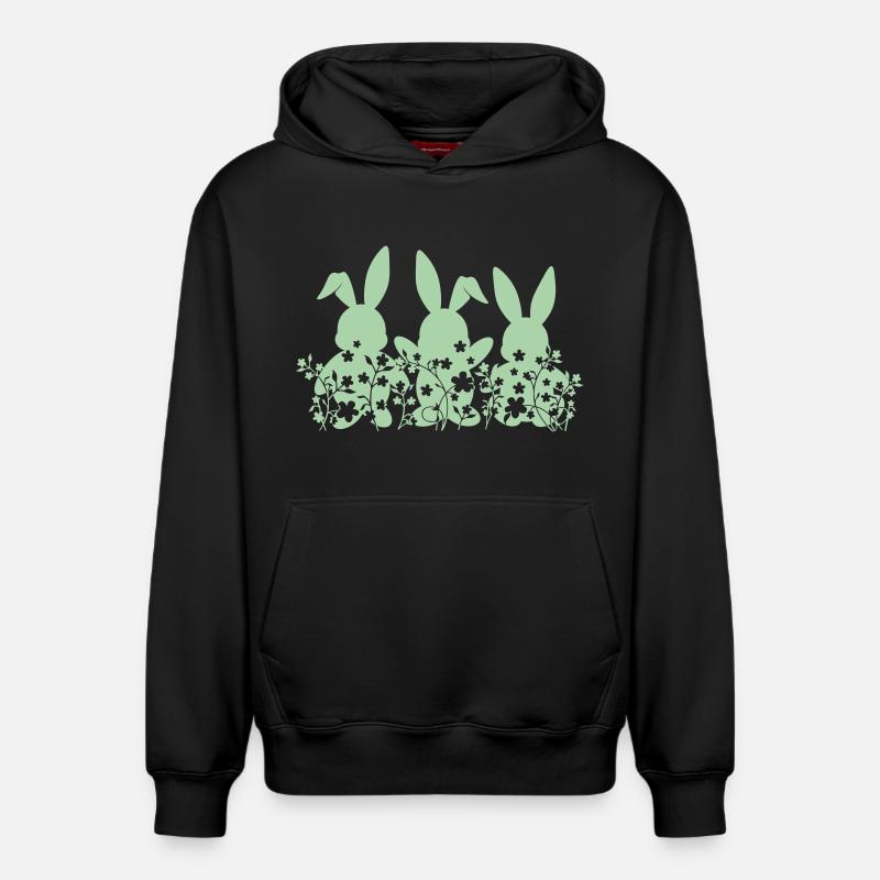Lapins Fleurs de Pâques - Sweat à capuche unisexe décontracté en coton biologique – de SPREAD - noir