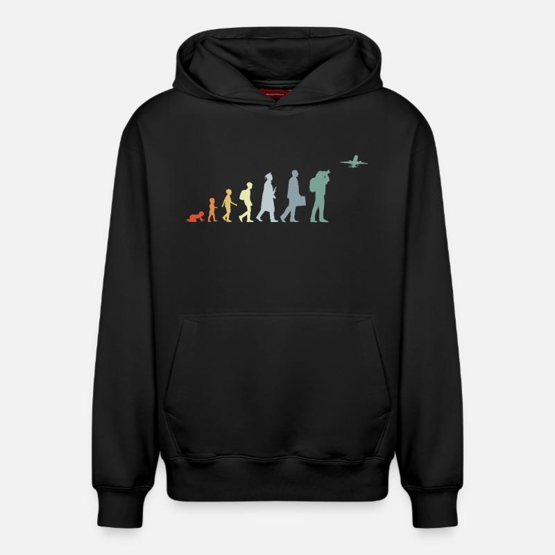 Airplane Observer Evolution - Relaxed Unisex Organic Hoodie – by SPREAD - black