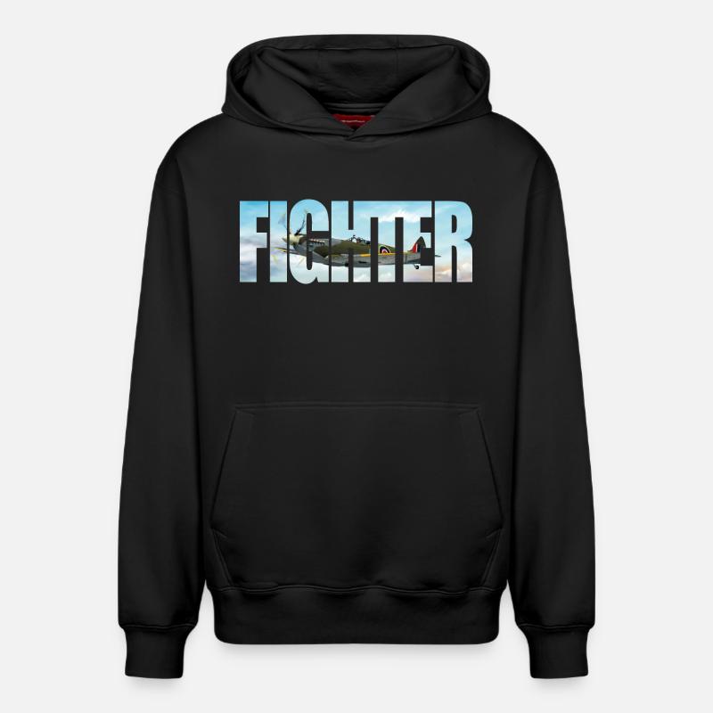 Chasseur Spitfire - Sweat à capuche unisexe décontracté en coton biologique – de SPREAD - noir