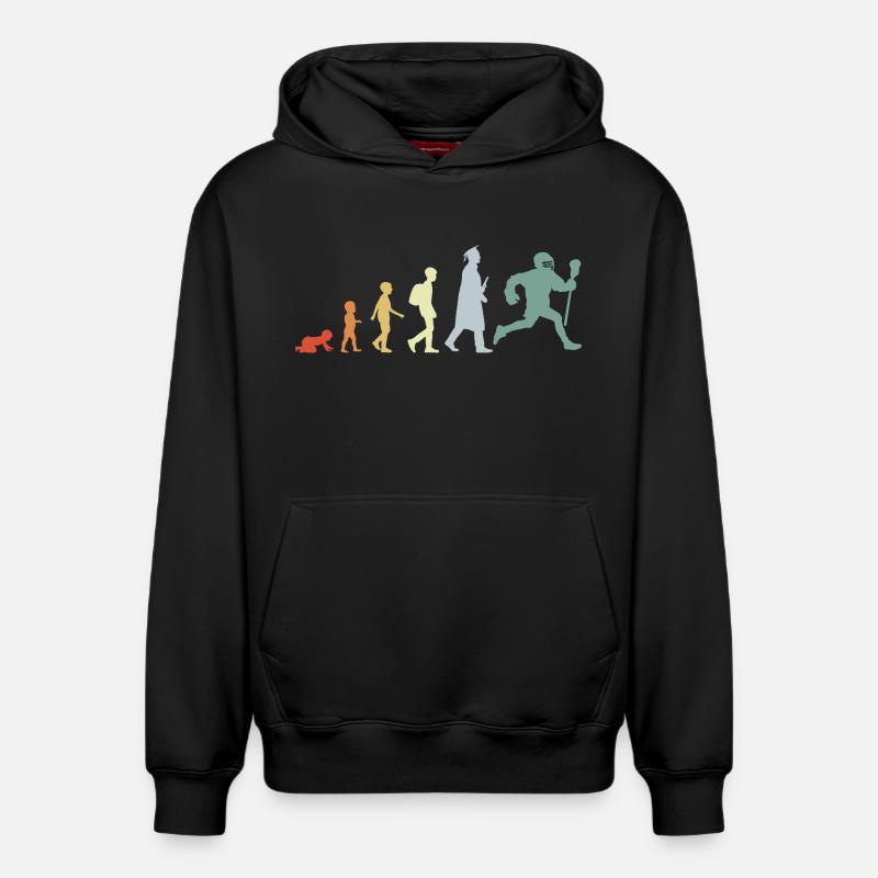 Evolution eines Lacrosse Spielers - Relaxed Unisex Organic Hoodie – von SPREAD - Schwarz