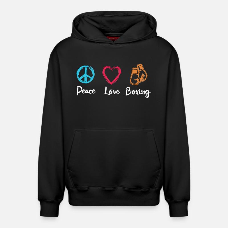 Peace Love Boxe - Sweat à capuche unisexe décontracté en coton biologique – de SPREAD - noir
