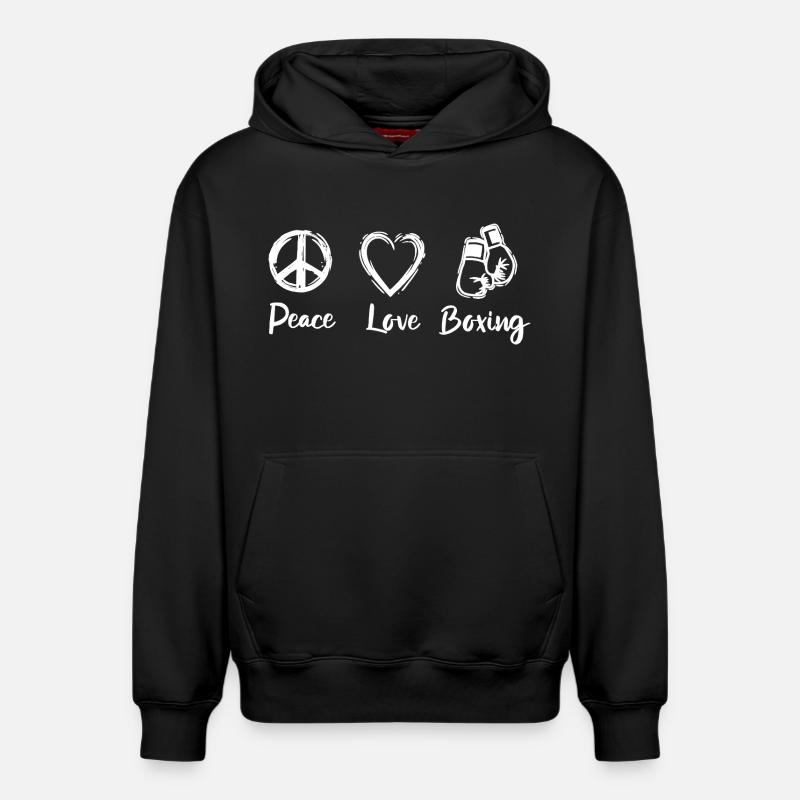 Peace Love Boxe - Sweat à capuche unisexe décontracté en coton biologique – de SPREAD - noir