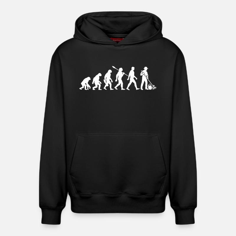 Evolution - Gärtner - Garten - Gartenarbeit - Relaxed Unisex Organic Hoodie – von SPREAD - Schwarz