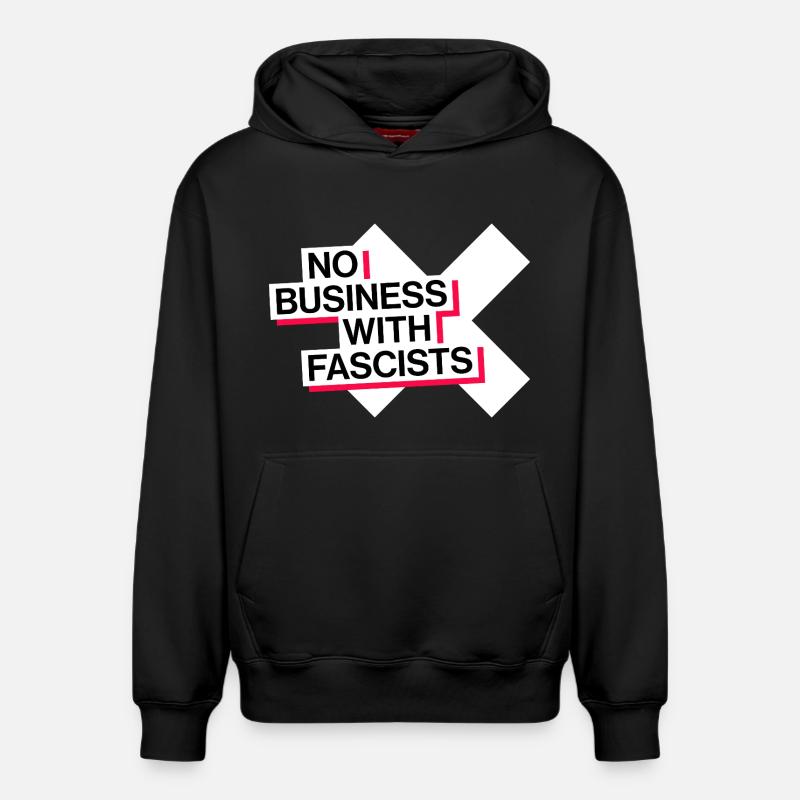 PAS D’AFFAIRES AVEC LES FASCISTES - Sweat à capuche unisexe décontracté en coton biologique – de SPREAD - noir