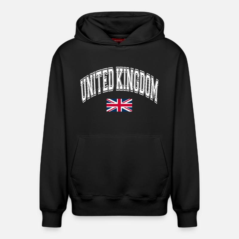 Drapeau du Royaume-Uni - Sweat à capuche unisexe décontracté en coton biologique – de SPREAD - noir