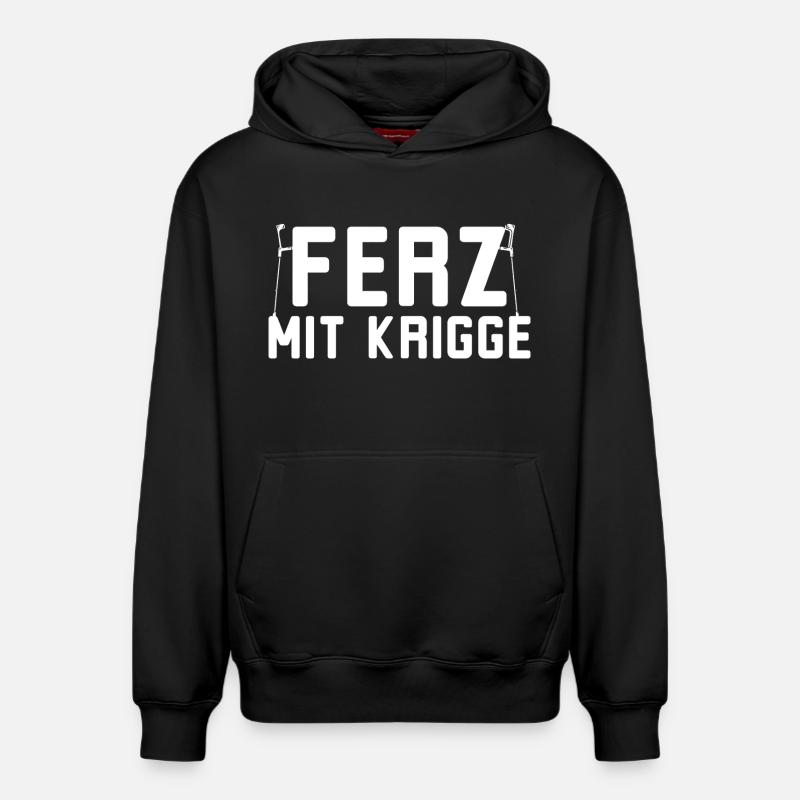 Ferz avec Krigge Dialecte hessois - Sweat à capuche unisexe décontracté en coton biologique – de SPREAD - noir