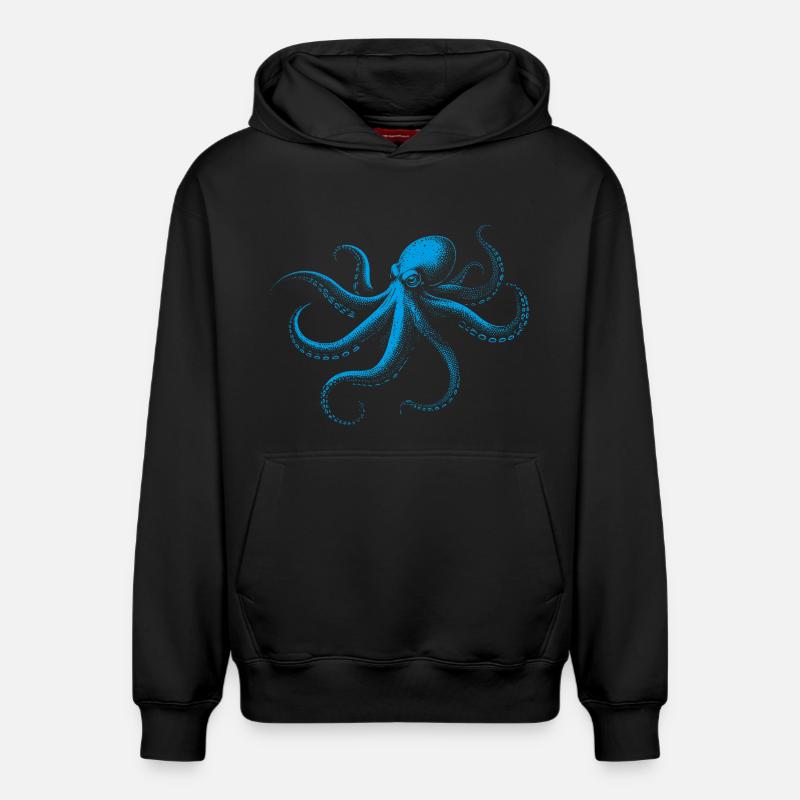 Pieuvre en Monochrome - Sweat à capuche unisexe décontracté en coton biologique – de SPREAD - noir