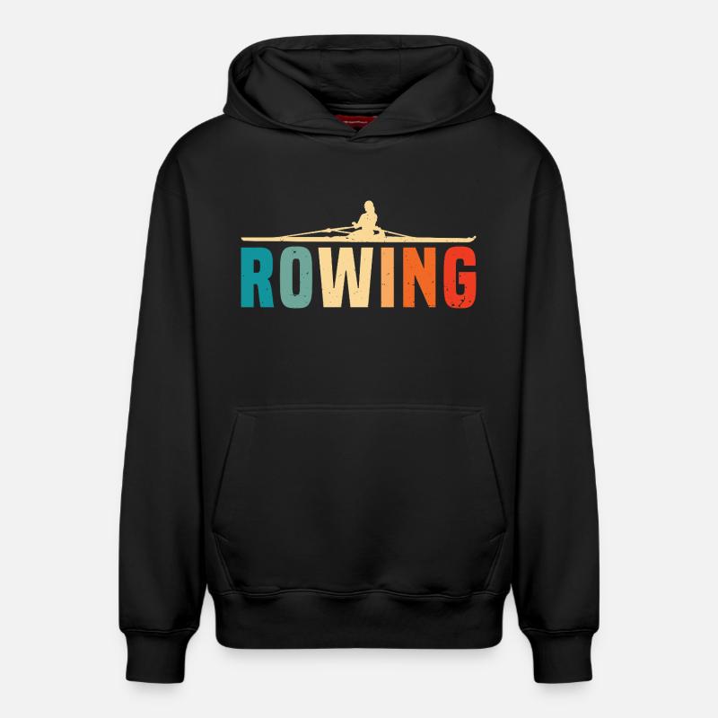 Aviron - Aviron - Rameur - Rameur - Sweat à capuche unisexe décontracté en coton biologique – de SPREAD - noir