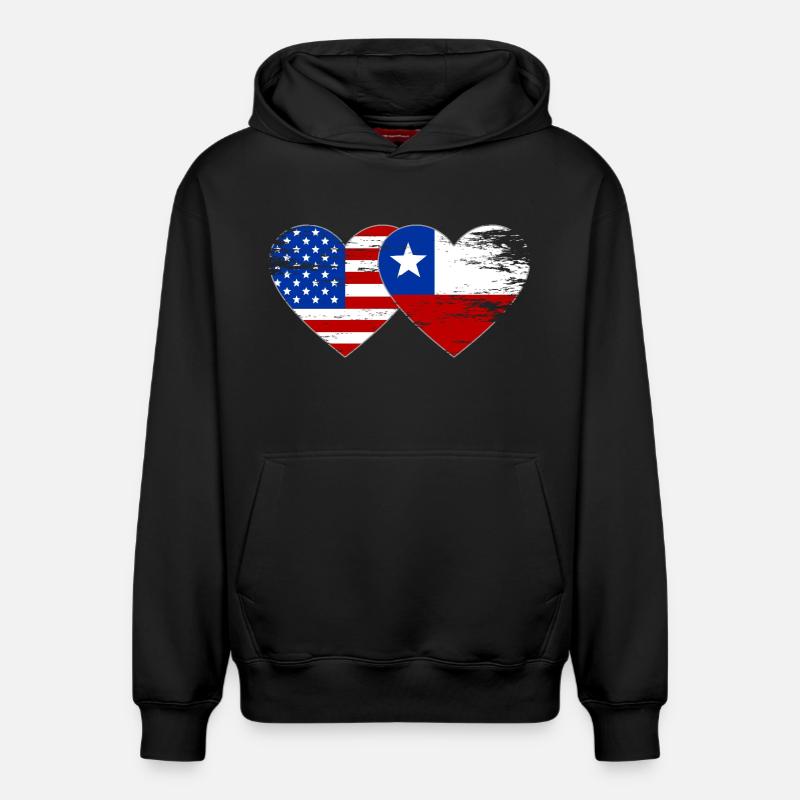 États-Unis Chili Drapeau Coeur - Sweat à capuche unisexe décontracté en coton biologique – de SPREAD - noir