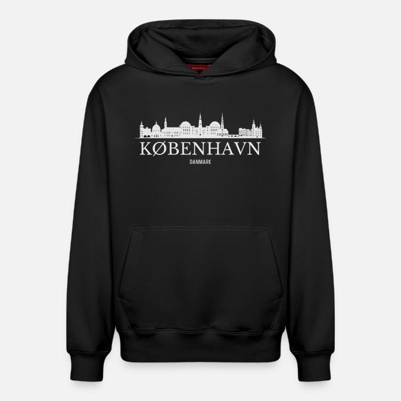 Copenhague Skyline, Copenhague Danemark - Sweat à capuche unisexe décontracté en coton biologique – de SPREAD - noir