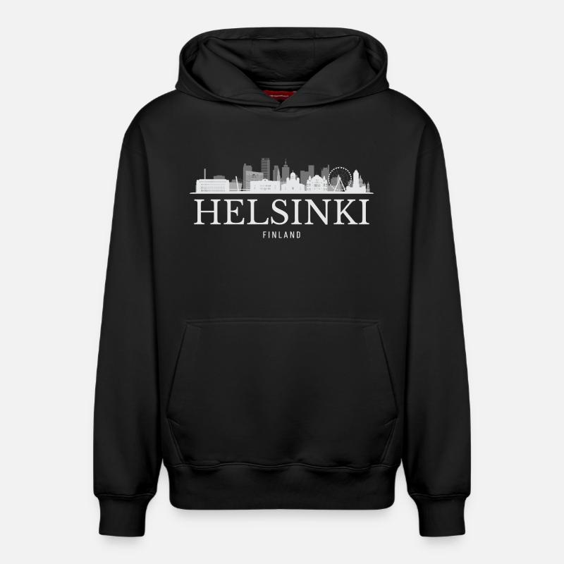 Helsinki Skyline, Helsinki, Finlande - Sweat à capuche unisexe décontracté en coton biologique – de SPREAD - noir
