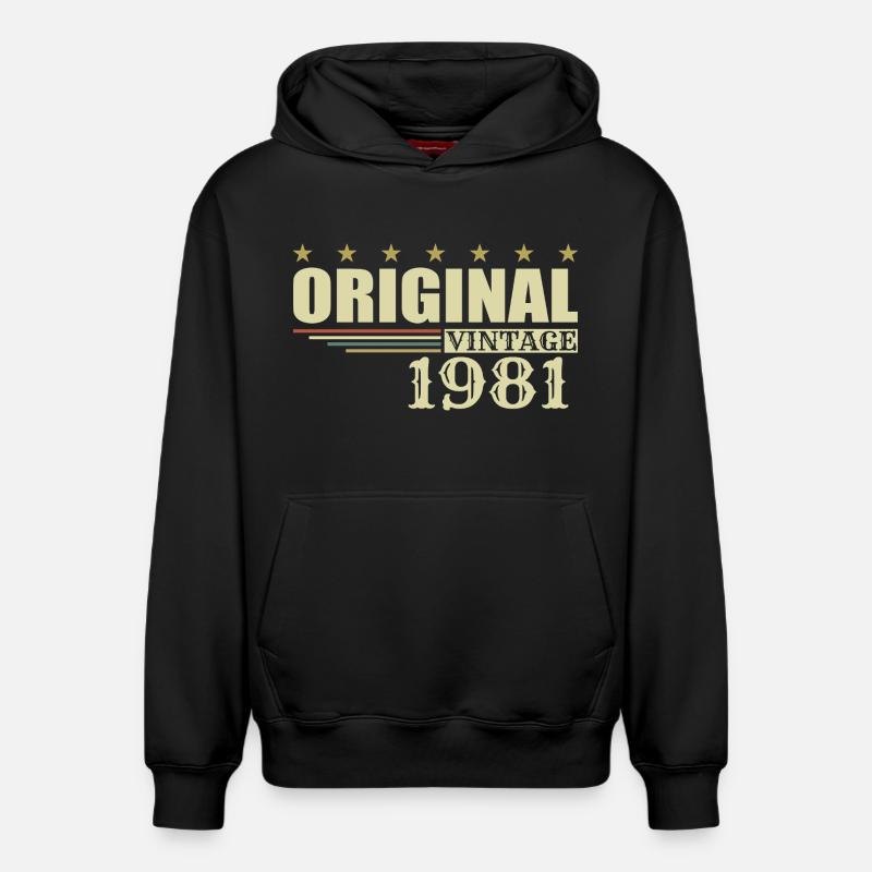 1981 Anniversaire 1981 - Sweat à capuche unisexe décontracté en coton biologique – de SPREAD - noir