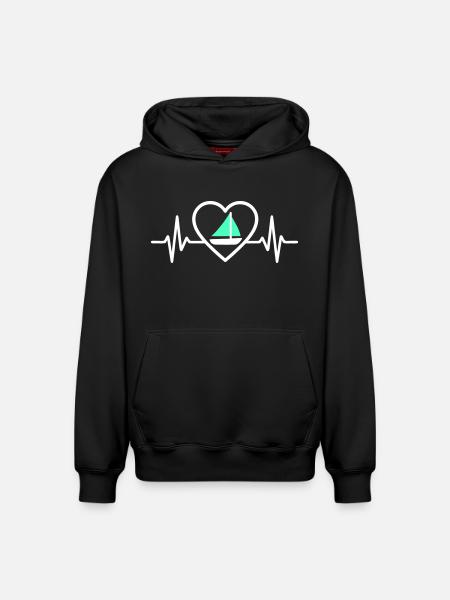 Cœur Voile – Passion Bateau - Relaxed Unisex Organic Hoodie – by SPREAD - black