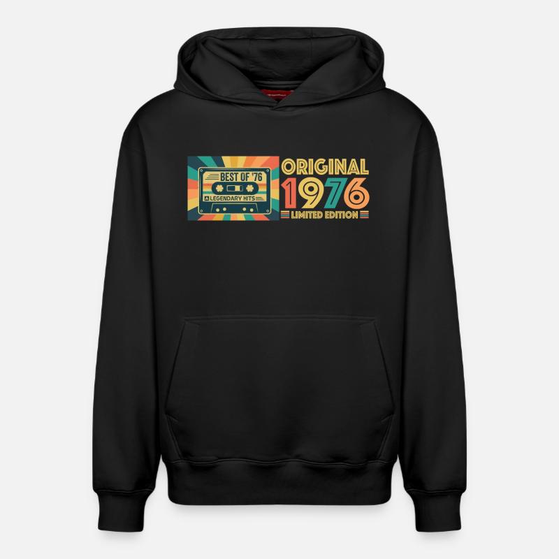 Cassette rétro édition limitée 1976 - Sweat à capuche unisexe décontracté en coton biologique – de SPREAD - noir